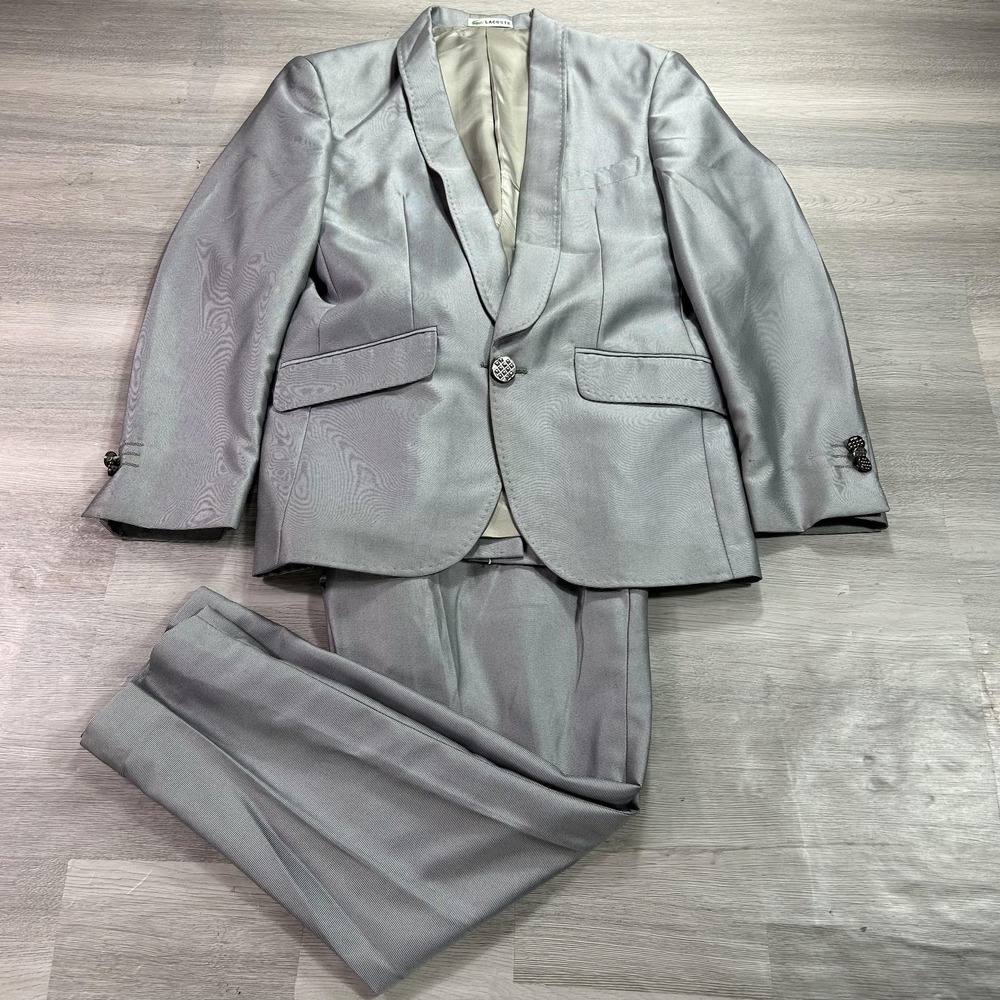 Lacoste Suit Mens 40R Jacket 31x26 Pants Gray Wool Blend 2 Piece Classic Fit